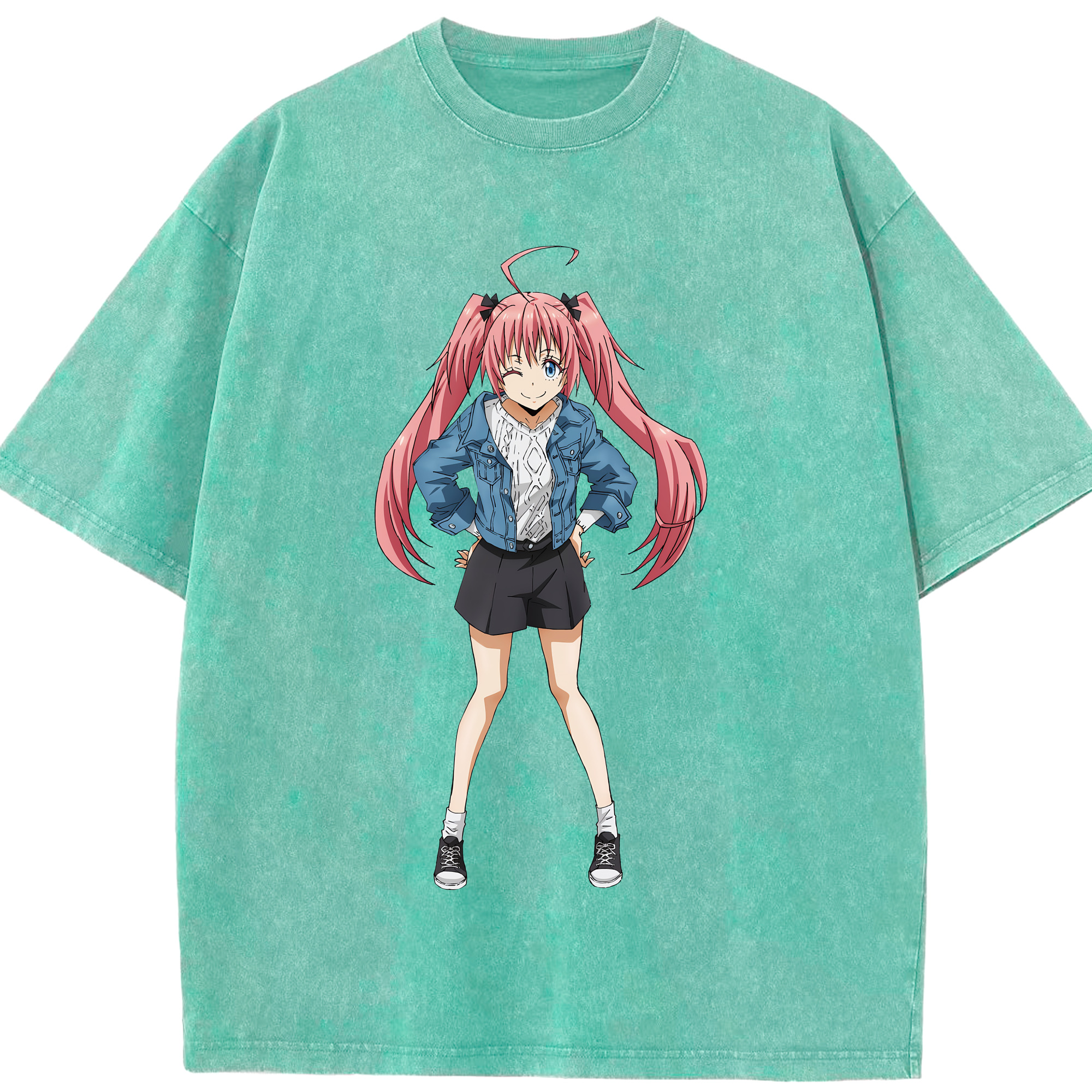 （画像用） 転スラ Regarding Reincarnated to Slime 綿100% ヴィンテージ風 半袖Tシャツ（フロントプリント）